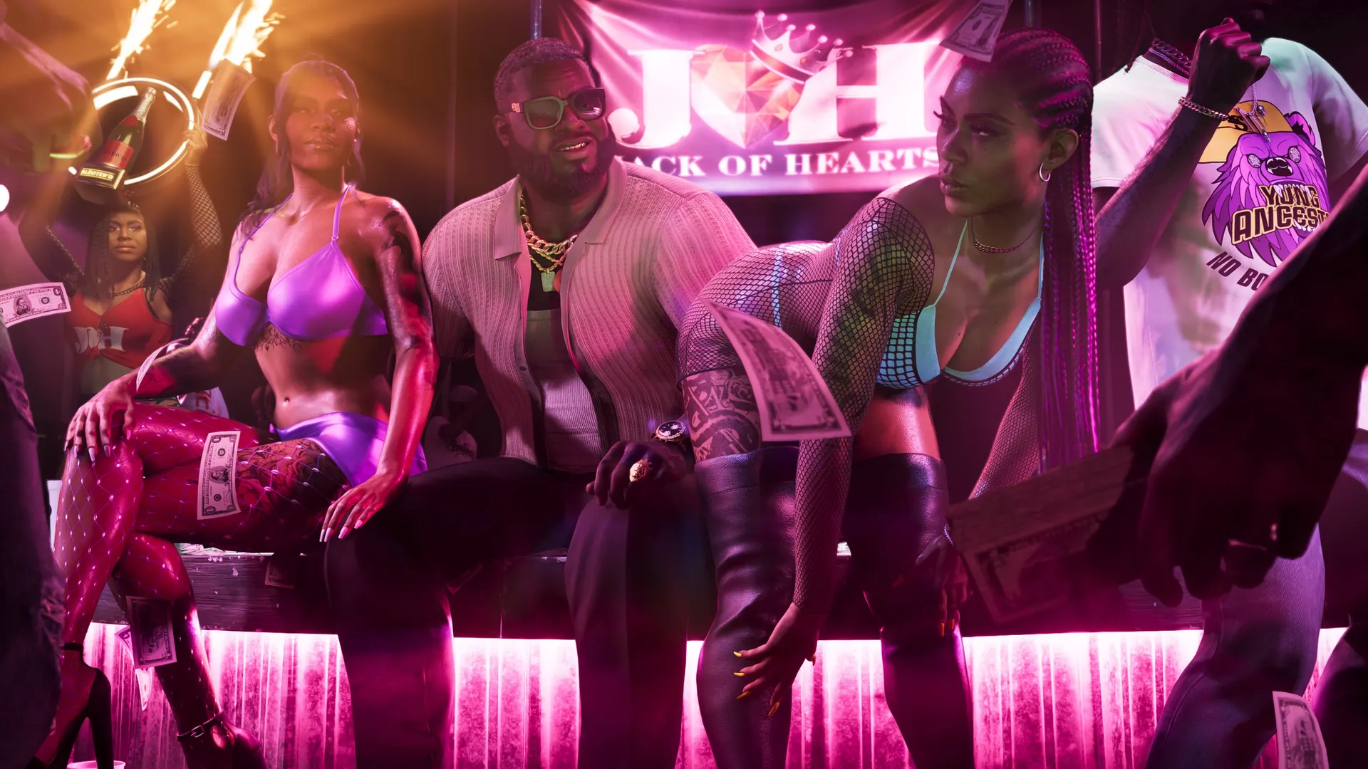 Original artwork by The VI illustrating: The Confirmed Supporting Cast of GTA VI
